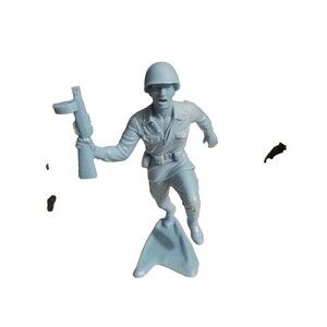 *VINTAGE* 5.5" Louis Marx SOLDIER Running w/ Machine Gun Green Figure